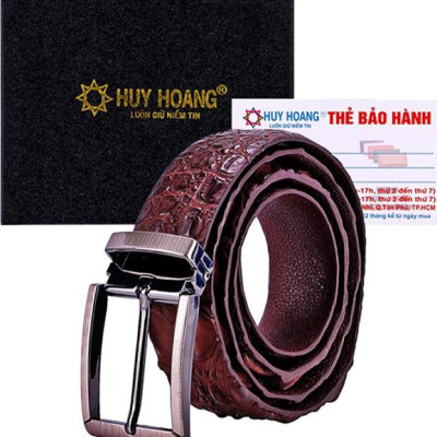 Thắt Lưng Nam Da Cá Sấu Gai Lưng Đầu Kim Huy Hoàng HT4728 - Nâu Đất