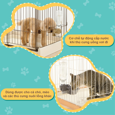 Khay tự cấp nước gắn chuồng cho thú cưng RICHELL Nhật size M Nâu | Pet