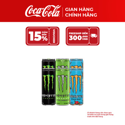 Hộp 6 Lon Nước Tăng Lực Giải Khát Monster Mix 3 vị Monster Energy, Monster Ultra Paradise, Monster Mango Loco 355ml/Lon Coca-Cola Official Store_TK