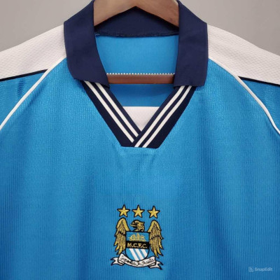 Áo Bóng Đá Retro Manchester City 1999 - Sân Nhà bản cao cấp vải Cotton Polyester