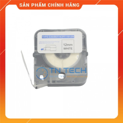 Nhãn in PUTY PT-1012W - Chữ đen nền trắng 12MM x 8M - Dùng cho máy in ống PUTY PT-1010 [Hàng nhập khẩu]
