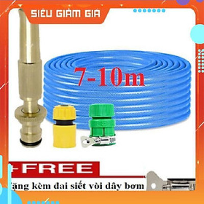 Bộ dây vòi xịt nước rửa xe, tưới cây . tăng áp 3 lần, loại 7m, 10m 206587 cút sập, + tặng đai