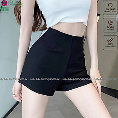Quần short nữ Hiền Trần BOUTIQUE cạp cao chất vải cao cấp co giãn khóa sau phong cách trẻ trung năng động cá tính