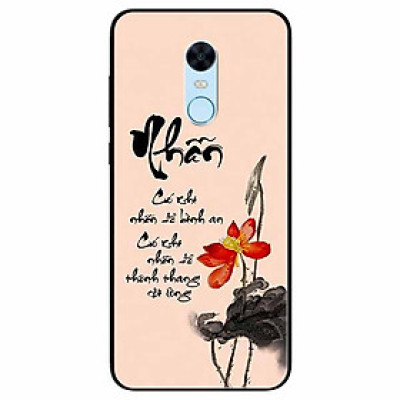 Ốp lưng in cho Redmi Note 5 ( Redmi 5 Plus) Mẫu Thư Pháp Nhẫn Nền Hồng