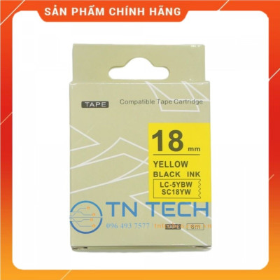 Nhãn in TEPRA - EPSON LC-5YBW (SC18YW) – Chữ đen nền vàng 18MM X 8M  - Dùng cho máy in nhãn TEPRA - EPSON [Hàng nhập khẩu]