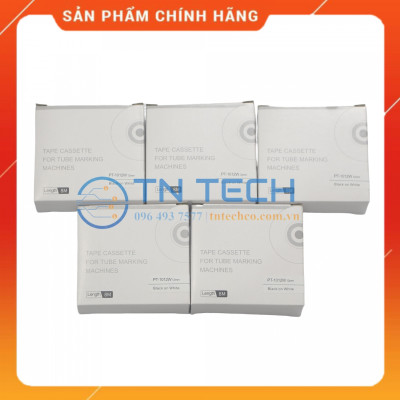Nhãn in PUTY PT-1012W - Chữ đen nền trắng 12MM x 8M - Dùng cho máy in ống PUTY PT-1010 [Hàng nhập khẩu]