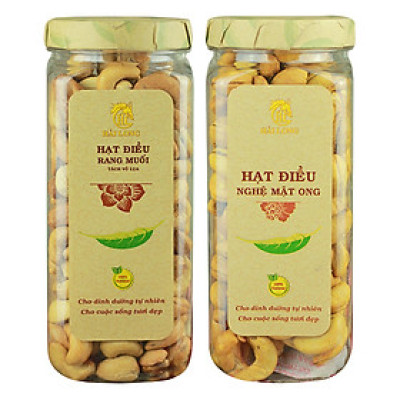 Combo Hạt Điều Rang Muối Tách Vỏ Lụa Hải Long (250g) + Hạt Điều Nghệ Mật Ong Hải Long (250g)