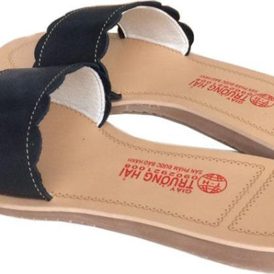 Dép nữ quai ngang 1 bản da bò đế đúc cao cấp Trường Hải QNN0156