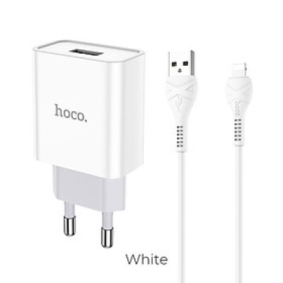 Bộ sạc Hoco C81A sạc nhanh 2.1A Max - Hàng Chính Hãng 1 cổng sạc Usb to lai ning  chất liệu PVC an toàn Pon Case