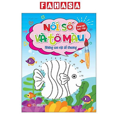 Sách - Nối Số Và Tô Màu - Những Con Vật Dễ Thương - Song Ngữ Anh-Việt