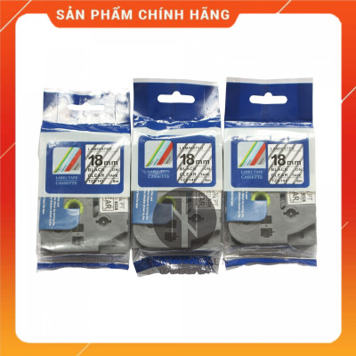 [Combo 5 hộp] Nhãn In đa lớp Tz2-141 - Đen nền trong 18mm x 8m - Hàng nhập khẩu