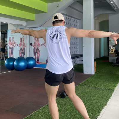 Áo ba lỗ thể thao Droparm muscle Tanktop  trắng_ zaibro