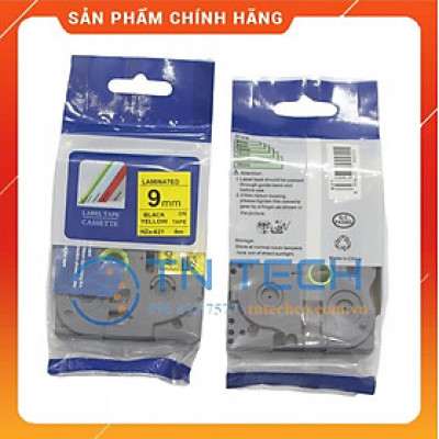 Nhãn In HZE-621 - Đen nền vàng 9mm x 8m - Dùng cho máy in BROTHER - AIMO - PUTY [Hàng nhập khẩu]