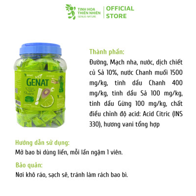 Kẹo ngậm Genat Chanh Sả (Hủ 300 viên)