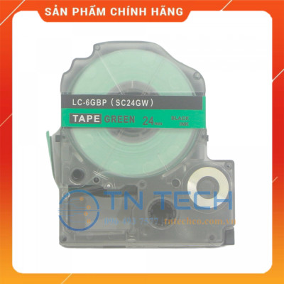 NHÃN IN TEPRA-EPSON LC-6GBP (SC24GW) – CHỮ ĐEN NỀN LÁ 24MM X 8M [Hàng nhập khẩu]