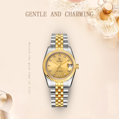【START】đồng hồ nữ đồng hồ cơ tự động chức năng hiển thị ngày đồng hồ kích thước nhỏ chống nước đồng hồ kim loại