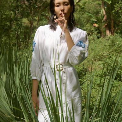 Đầm Linen Thêu Tay Mơ DRE206 thời trang thiết kế Hity