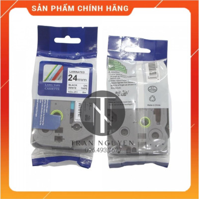 [Combo 3 hộp] Nhãn In Brother HZe-251 - Đen nền trắng 24mm x 8m - Hàng nhập khẩu