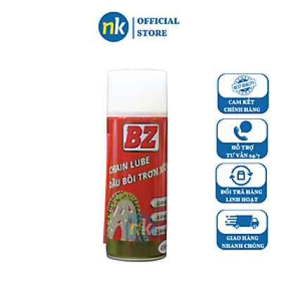 Chai xịt bảo dưỡng sên xích, sên trần, sên phốt cao su thương hiệu BZ Chain Lube 450ml - Hàng Chính Hãng 100%