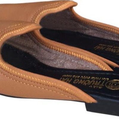 Dép bít mũi TRƯỜNG HẢI da bò thật mềm mại không bong tróc đế cao su chồng mòn êm ái BMN0361