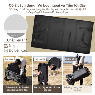 Xe kéo dã ngoại, ngoài trời, du lịch, cắm trại, picnic, đa năng bánh xe rộng có khóa cố định dung thích 230l gấp gọn