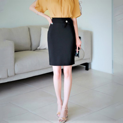 Chân Váy Nữ New Design Thiết Kế Dáng Váy Bút Chì Ôm Body Phối Nơ Xinh Đẹp, Màu Đen, Dài 50cm Vải Kaki Thun Co Giãn CV0014