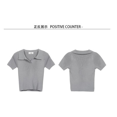 Áo Croptop Áo Polo Croptop Len Tăm Dệt Kim Cao Cấp Quảng Châu Tay Ngắn Có Cổ