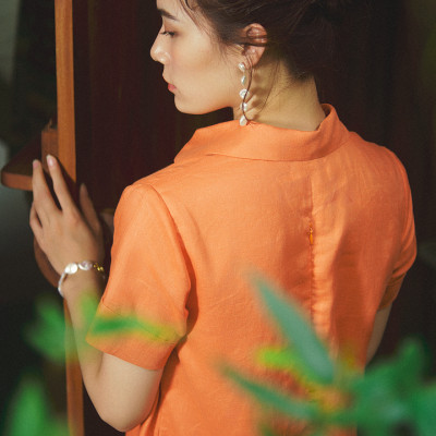 Đầm Sơ Mi Linen Kéo Sợi Mơ Nghiền DRE197 thời trang thiết kế Hity