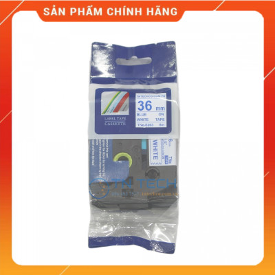 Nhãn In TNE-S263 - Xanh dương nền trắng 36mm x 8m - Dùng cho máy in BROTHER - AIMO - PUTY [Hàng nhập khẩu]