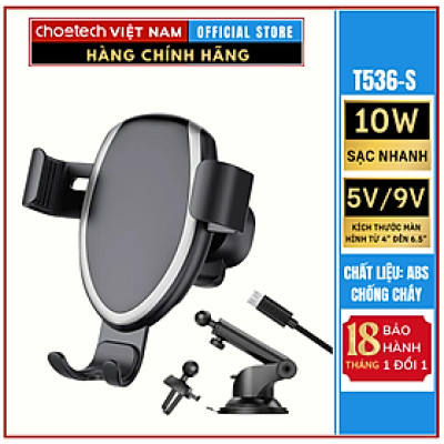 Bộ giá đỡ điện thoại Choetech T536 tích hợp sạc không dây(Hàng chính hãng)