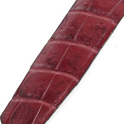Thắt lưng nam da cá sấu Huy Hoàng nguyên con bụng màu đỏ đô HT4798