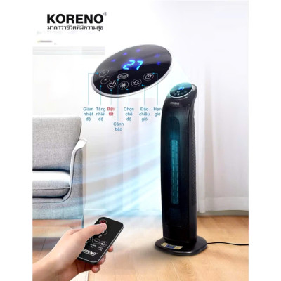 Máy sưởi gốm , quạt sưởi KORENO công suất 2200W không đốt oxi đổ tự ngắt tiết kiệm điện hàng chính hãng