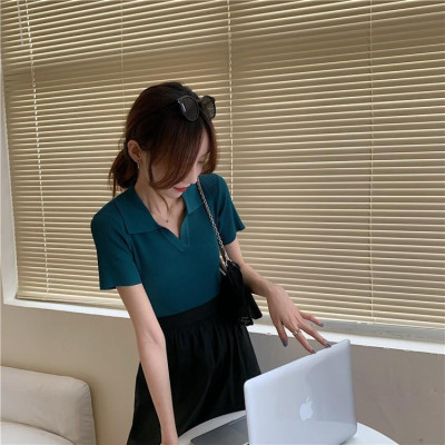 Áo Croptop Polo   TREND 2021   Áo Croptop Nữ Tay Ngắn Chất Vải  Len Tăm Dệt Kim Thời Trang Quảng Châu