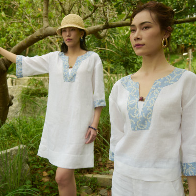 Đầm Linen Thêu Thảo DRE233 thời trang thiết kế HIty