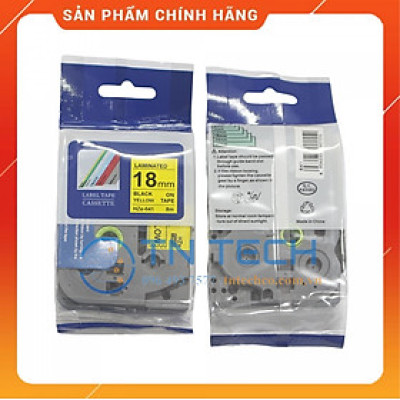 Nhãn In HZE-641 - Đen nền vàng 18mm x 8m - Dùng cho máy in BROTHER - AIMO - PUTY [Hàng nhập khẩu]