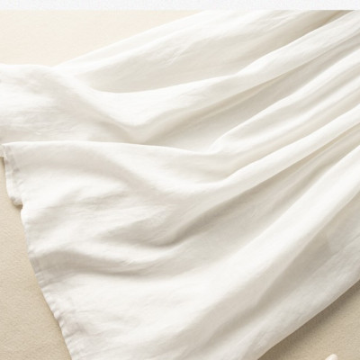 Đầm linen nữ suông dài form rộng, Váy sơ mi thiết kế cổ tròn cài cúc tay lỡ nhiều màu lựa chọn Haint Boutique