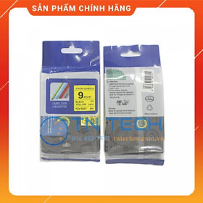 Nhãn In HZE-S621 - Đen nền vàng 9mm x 8m - Dùng cho máy in BROTHER - AIMO - PUTY [Hàng nhập khẩu]