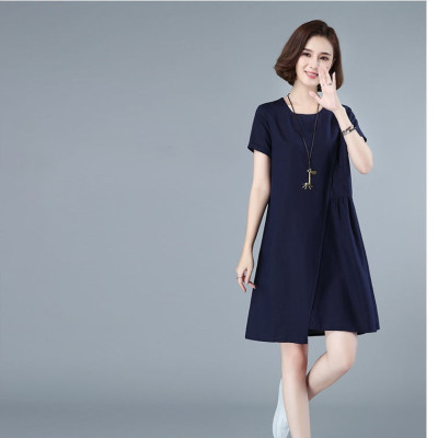 Đầm đũi suông trơn nữ cổ tròn ngắn tay, thiết kế đơn giản, form rộng không kén dáng mặc Haint Boutique