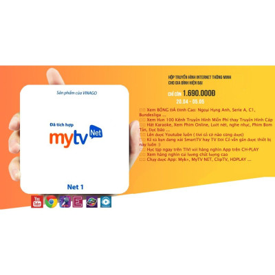 BOX MYTV NET 1G - Phiên bản 2021 - Xem 200 KÊNH TRUYỀN HÌNH BẢN QUYỀN - Hàng Chính Hãng