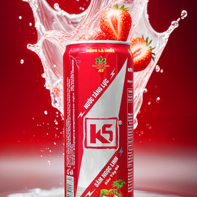 Nước Tăng Lực K5 Sâm Ngọc Linh Thùng 24 Lon Vị Dâu Tây Đỏ (320ml/Lon)