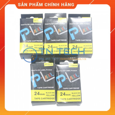 Nhãn in CASIO PT-24YW - Chữ đen nền vàng 24MM x 8M - Dùng cho máy in nhãn CASIO [Hàng nhập khẩu]