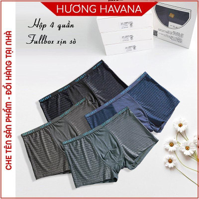 Hộp 4 quần lót nam thông hơi - quần sịp nam tam giác đùi - có size lớn MLQ01