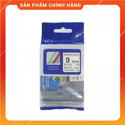 Nhãn In TZ2-FX221 - Đen nền trắng 9mm x 8m - Dùng cho máy in BROTHER - AIMO - PUTY [Hàng nhập khẩu]