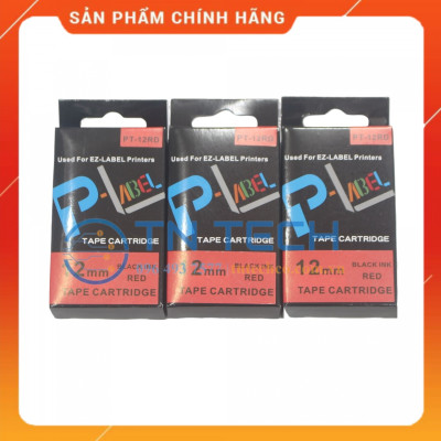 Nhãn in CASIO PT-12RD - Chữ đen nền đỏ 12MM x 8M - Dùng cho máy in nhãn CASIO [Hàng nhập khẩu]