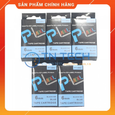 Nhãn in CASIO PT-6BU - Chữ đen nền xanh dương 6MM x 8M - Dùng cho máy in nhãn CASIO [Hàng nhập khẩu]
