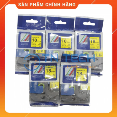 Nhãn In HZE-641 - Đen nền vàng 18mm x 8m - Dùng cho máy in BROTHER - AIMO - PUTY [Hàng nhập khẩu]