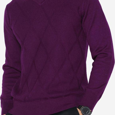 Áo Len Nam Aligro Lông Cừu Pha Lông Dê Cao Cấp Màu Tím Quả Trám ALEND020