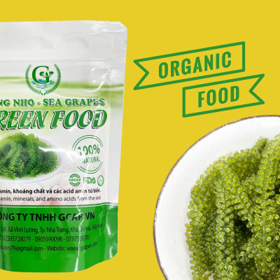 Rong nho biển GREEN FOOD - Sea grapes - Giàu vitamin, khoáng chất và các axit amin (Túi zipper 100G)
