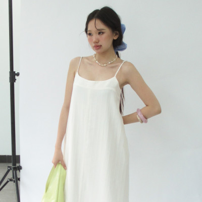 DOTTIE - Đầm midi hai dây - Trắng - D0713