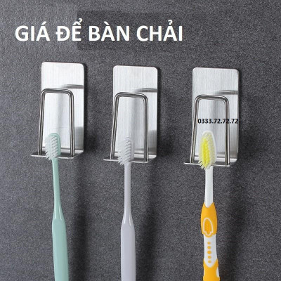 Giá Dán Tường Để Bàn Chải Đánh Răng Để Úp Cốc Nhà Tắm, Inox 304 Ko Gỉ, Không Khoan Đục, Liên Kết Với Tường Dùng Miếng Dán Hoặc Keo Mềm Siêu Bền, TakyHome 4011